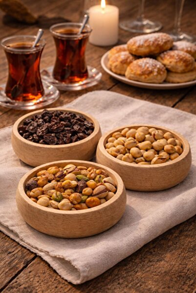 EMBazaar 3 قطع من أوعية تقديم الوجبات الخفيفة المصنوعة من الخشب الطبيعي بقطر ...