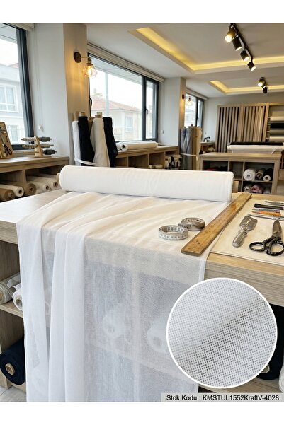 LEVENT ÖZEL Dekoratif Keten Efektli Tül Perdelik Kumaş 100x300