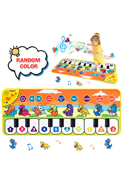 Choice سجادة موسيقية على شكل بيانو ديناصور مع أصوات، سجادة لعب تعمل باللمس بت...