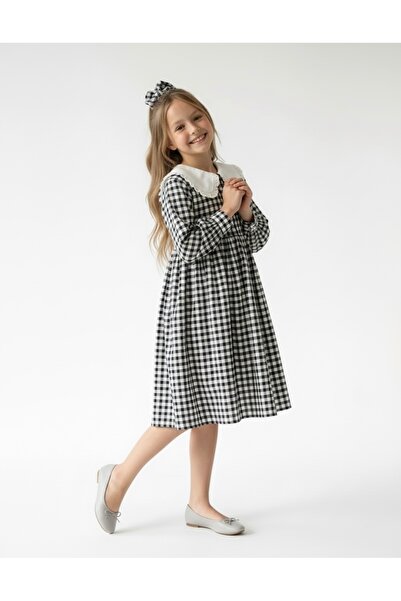 rg kidsstore Dugačka haljina od muslina za devojčice sa dugim rukavima, Karir...