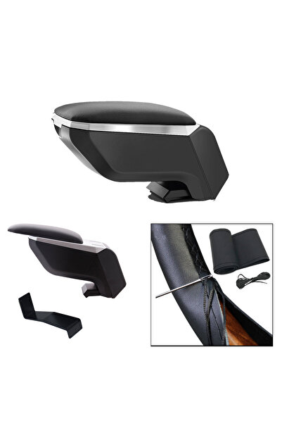 3 Tıkla Lüks Set Hyundai i20 2014 Delmesiz Çelik Ayaklı Gri-Siyah Kolçak Kol ...