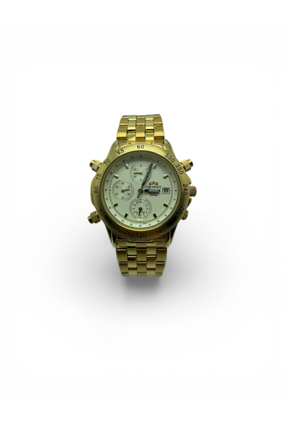 Orient Altın Renkli Erkek Kronograf & Alarm Fonksiyonlu Quartz Kol Saati | Re...