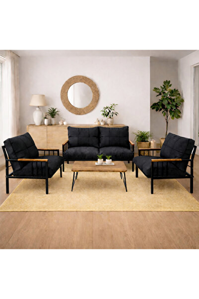 UFUK HOME Milas 211 Siyah Sehpalı Fermuarlı Bahçe Balkon Takımı, Cafe, Salon ...
