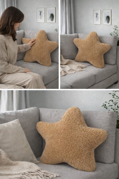 ŞAŞKIN HOUSE Cute Star Pillow & Children's Room Decor Pillow & Bohemian Pillow & Soft Plush Pillow & Decor Pillow