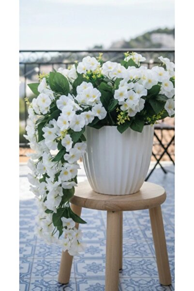 BAKBURAYA YAPAY ÇİÇEKÇİLİK 9 DALLI SARKAN BEYAZ MENEKŞE EV VE İŞ YERİ DEKORAS...