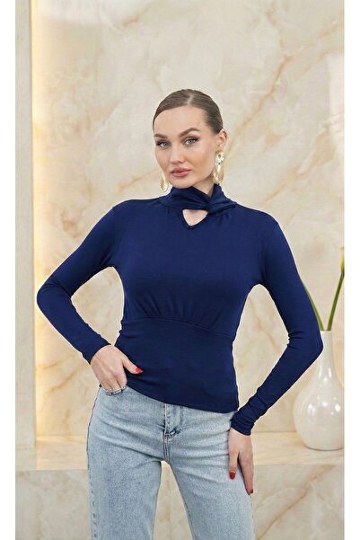 DOEDA MODA Produs nou Bluză de damă din țesătură modală, cu guler răsucit, de...