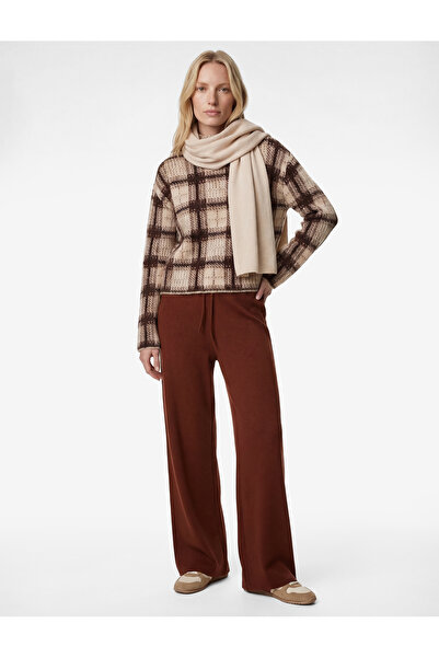 Koton Pantaloni lungi și largi, texturat, cu talie elastică și cu șireturi