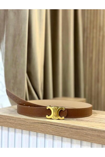 ERDESIGNN حزام نسائي بلون أسمر مع تفاصيل ذهبية، حزام أتيك، حزام فستان، حزام ج...