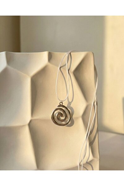Sphere Jewelry Gümüş Spiral Kolye - Beyaz Paraşüt Kolye