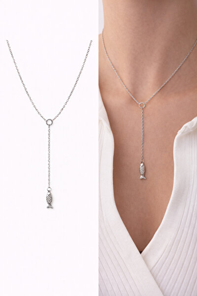 Arsaley Collection Gümüş Balık Charm Dekolte Çelik Y Kadın Kolye – Sevgililer...
