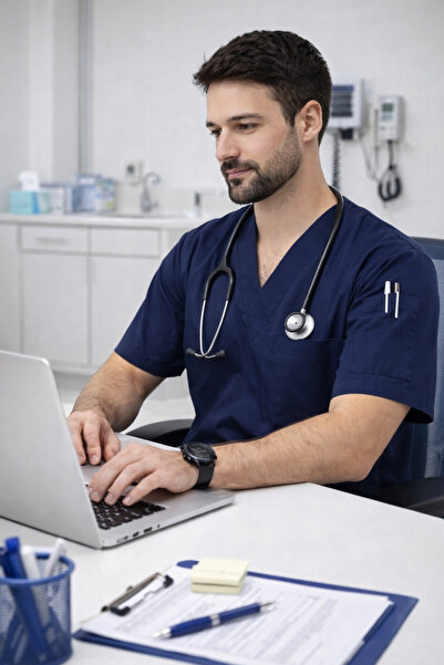 mirach Erkek 4 Cepli Hemşire Ve Doktor Scrubs Tek Üst Üniforma Hastane Cerrahi Forma Rahat Medikal Kıyafet