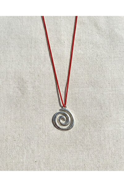 Sphere Jewelry 0.8 mm Kırmızı Gümüş Spiral Kolye