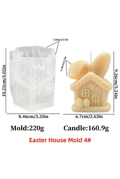 Choice قالب منزل ثلاثي الأبعاد على شكل منزل أرنب لطيف، قالب شموع سيليكون، قال...