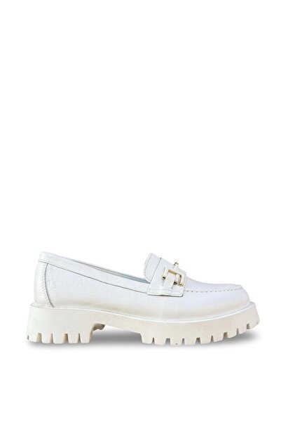 YALINAYAK Blbl2854 Hakiki Deri Günlük Kadın Oxford Ayakkabı Beyaz