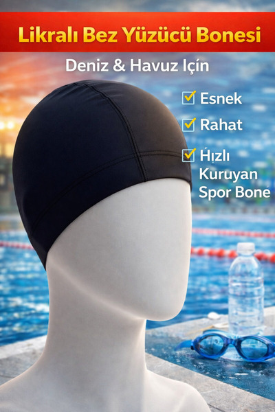 viyol marketim Likralı Bez Yüzücü Bonesi – Deniz & Havuz İçin Esnek, Rahat, H...