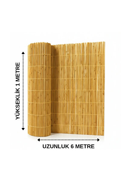 özgazi Doğal Saz Kamış Hasır Çit 1x6 Mt - Bahçe Balkon Rüzgarlık Gölgelik Dek...