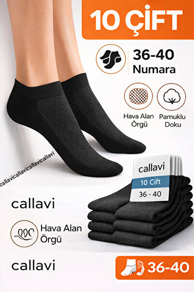 CALLAVI Siyah Patik Penye Pirinç Örgü 10çift