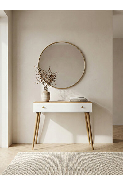 Deco modul Safir Dresuar | Safir Meşe - Beyaz - Kapaklı (ürün üzerindeki ayna...