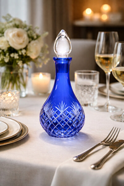 Kristal Market El İşçiliği Zemzem Şerbet Şişesi Mavi 1 Adet