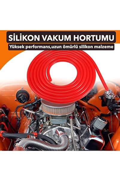 demirkan oto Silikon Turbo Vakum Hortumu , Basınç Hortumu (WASTEGATE HOSE)- 4mm ( Yüksek Isıya Dayanıklı) Kırmızı