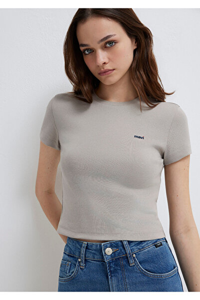 Mavi Logo Printed Gray T-Shirt Fitted / Bodycon Cut 1613848-70112