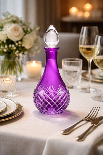 Kristal Market El İşçiliği Zemzem Şerbet Şişesi Mor 1 Adet