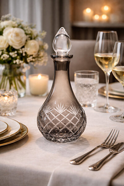 Kristal Market El İşçiliği Zemzem Şerbet Şişesi Siyah Füme 1 Adet