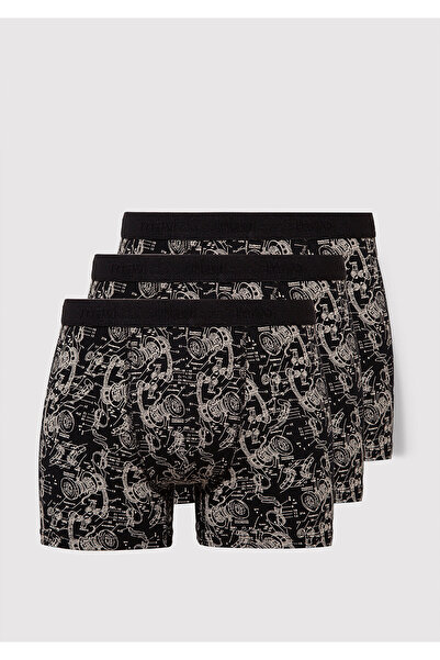 Mavi 3-Piece Graphic Printed Black Boxer 0912233-900