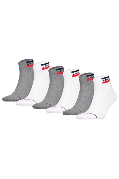 Levi's Unisex 6er Pack Sportsocken - Mid Cut SPRTWR, Logo, einfarbig