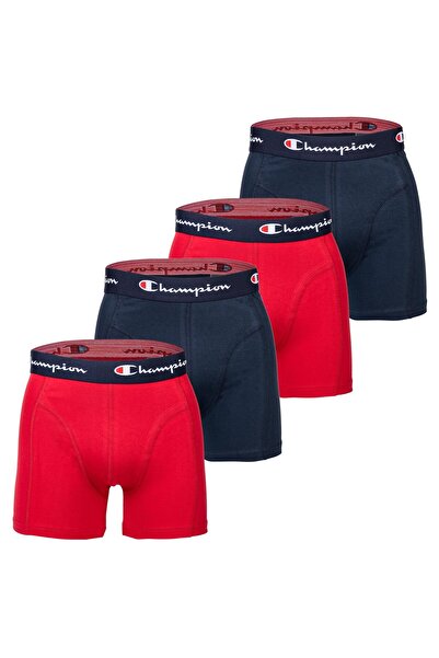 Champion Herren Boxershorts, 4er Pack - Baumwolle, Logobund, einfarbig