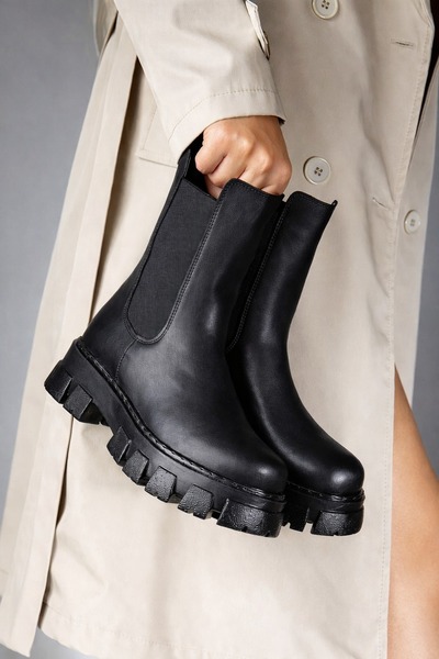 Saks Gardrop Cizme de iarnă pentru femei, negre, elastice, cu talpă groasă, z...