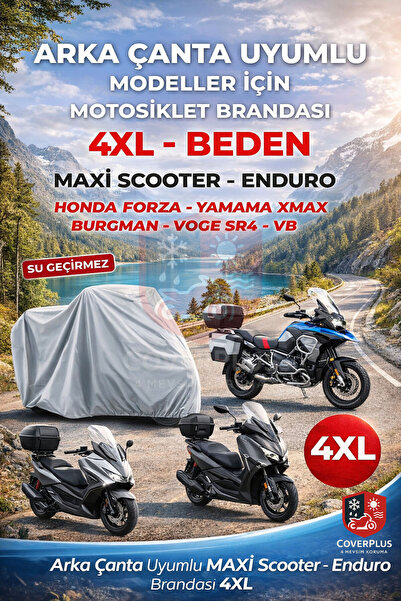 CoverPlus Motor Brandası (ARKA ÇANTA Uyumlu Motosiklet Brandaları İçin) Motor...