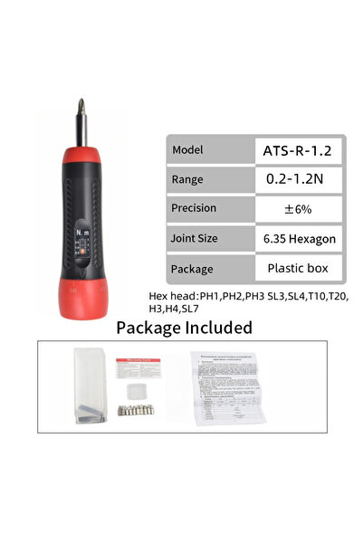 Choice مفك براغي ATS-R-0.2-1.2 بعزم دوران مسبق الضبط، مقاس 1/4 بوصة، طقم دقيق...
