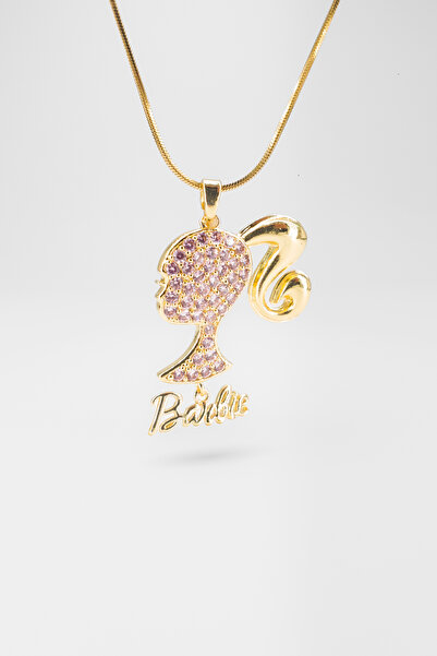 Stella Fortis Barbie Figürlü Taşlı Kadın Kolye - Kristal Süslemeli | 316L Pas...