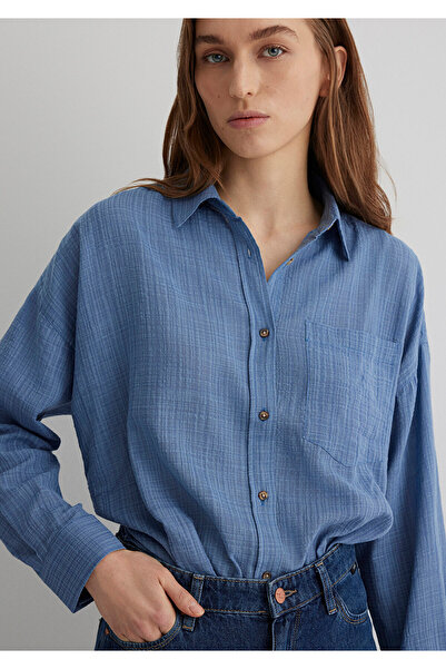 Mavi Oversize Gömlek Loose Fit / Bol Rahat Kesim 1210404-83767