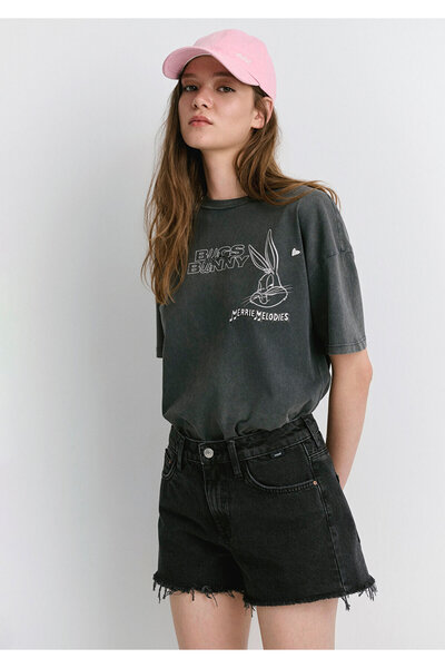 Mavi Rosie 90lar Yırtıklı Antrasit Jean Şort 1447481224