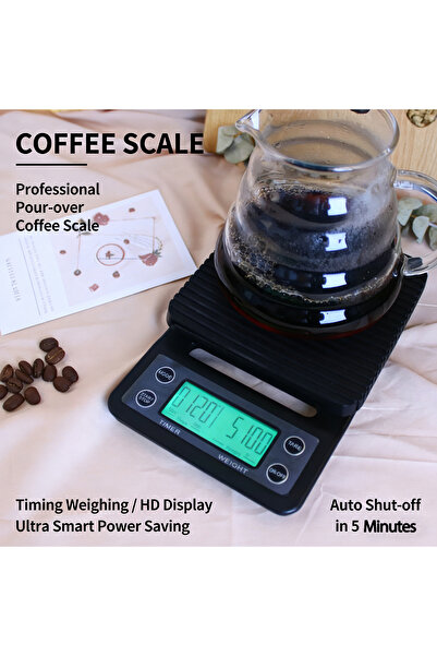 Alloet ميزان قهوة إلكتروني أسود 19.5 × 13.5 × 3 سم