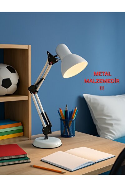Bozyaka Aydınlatma 2810 Dekoratif Hareketli Beyaz Metal Modern Çalışma Masa L...