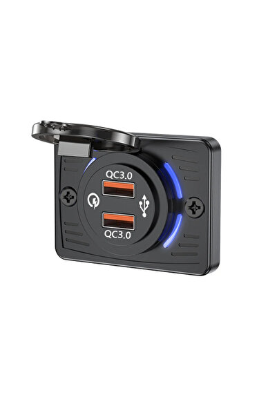 Choice شاحن سريع مزدوج بتقنية QC3.0، منفذ USB مزدوج 12 فولت/24 فولت، لوحة مقب...