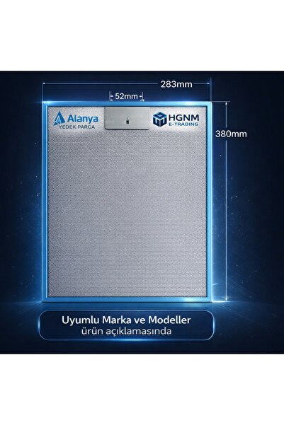 Home 00422872Davlumbaz Aspiratör Filtresi 283×380 mm Bosch, Siemens,  28.3×38...