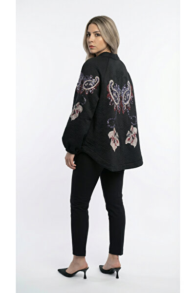 Orfeo Negro Kadın Kol Ve Sırt Kısmı Işlemeli Standart Beden Özel Şık Kimono C...