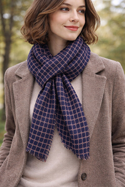 KRAFTELLA Plaid Linen-Look Cotton Square Shawl/Linen-Effect Cotton Scarf/Natu...