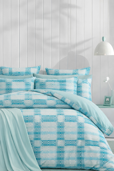 İQON طقم غطاء لحاف مكون من ملاءتين مطاطيتين مزدوجة Motif Çağla