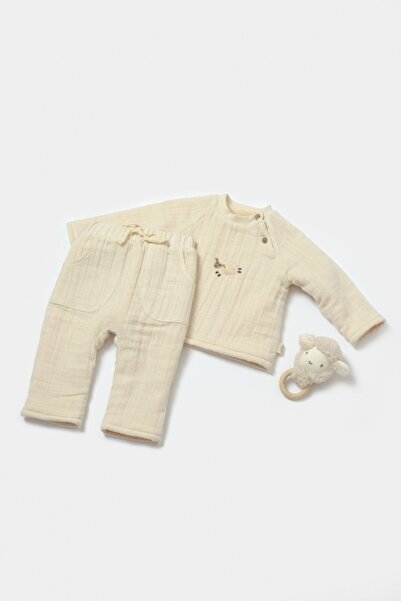 BabyCosy Σετ bluza dublata si pantaloni, χειμωνιάτικη μουσελίνα, 100% bumbac ...