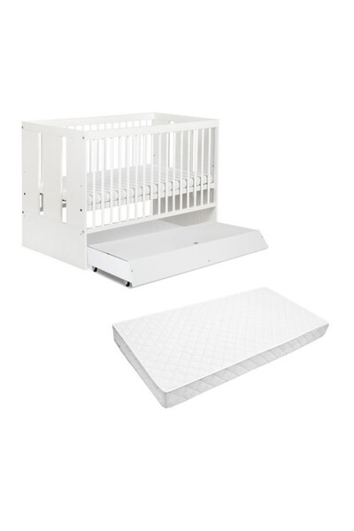 JollyMag KLUPS Paula White Crib with Drawer + MyKids Confort II Mattress 10