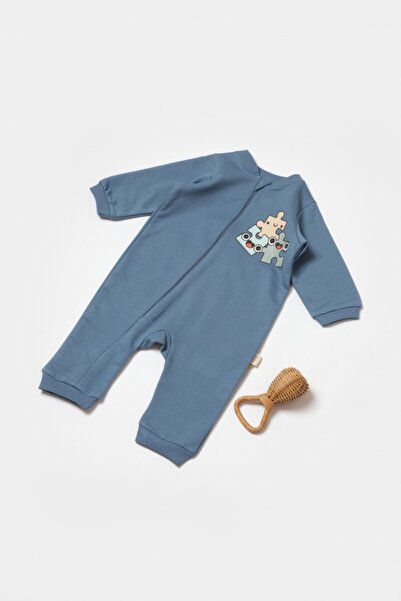 BabyCosy Salopeta cu fermoar, dvě vlákna, BabyCosy, 100% bavlna, Indigo (Veli...