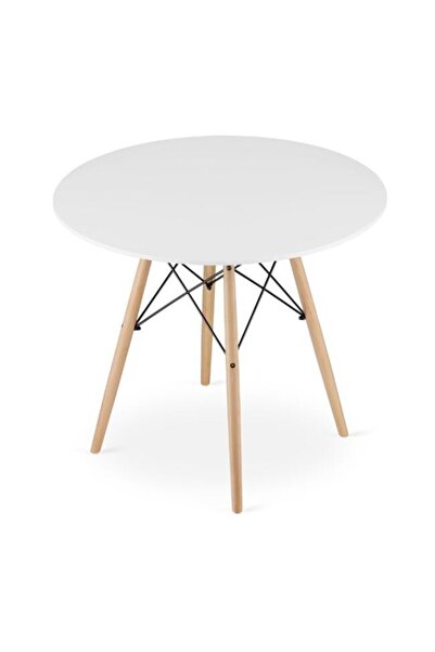 JollyMag Masa stil scandinav, Artool, rotund, MDF si lemn, alb, 90x72 cm