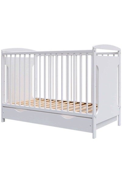 Hubners Pătuț pentru bebeluși din lemn Karly 120 x 60 alb cu sertar
