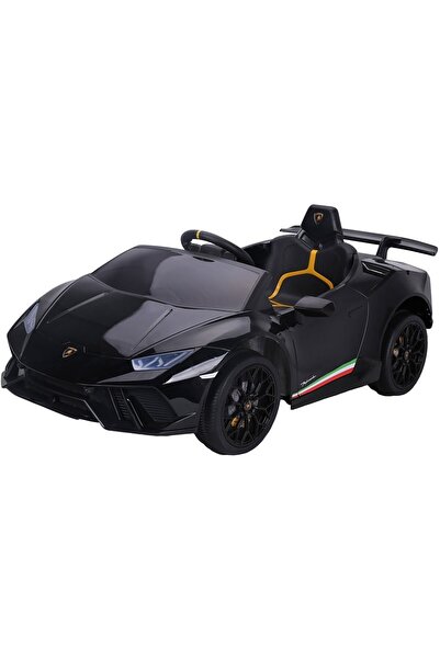 JollyMag Mașină electrică Lamborghini Huracan neagră cu scaune din piele și j...
