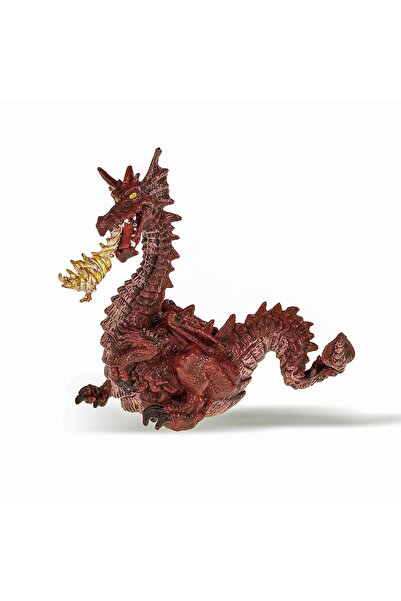Papo figurina dragon rosu cu flacara